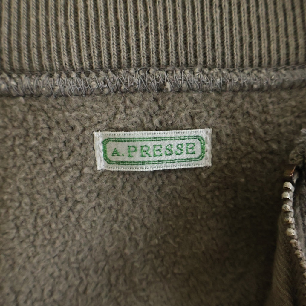 A.PRESSE(アプレッセ) 25AW Vintage Half Zip Rib Collar Sweatshirt ヴィンテージ加工 ハーフジップリブカラースウェット トレーナー チャコールグレー 25AAP-05-07