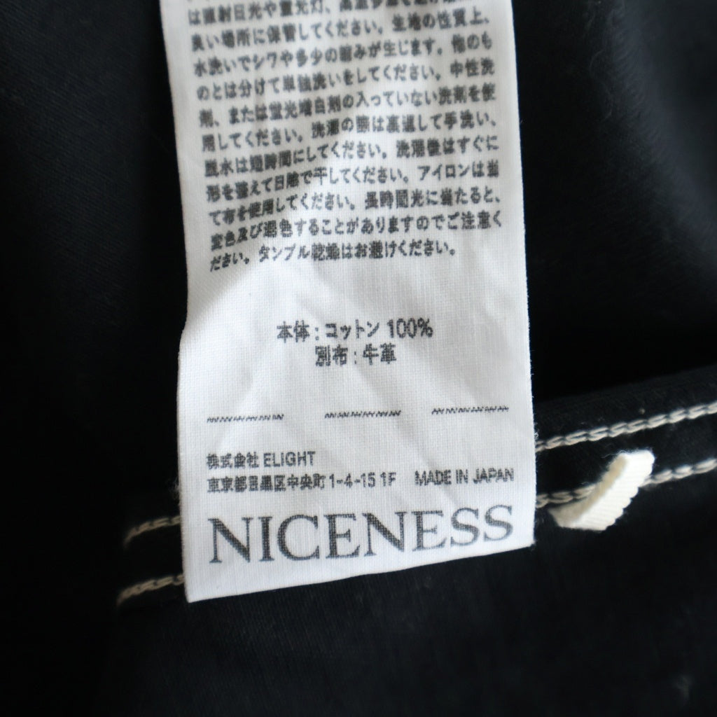 NICENESS(ナイスネス) SHELLEY CHINO OFFICER SHIRTS チノ オフィサー コットン 長袖シャツ ブラック NN-1901Y15