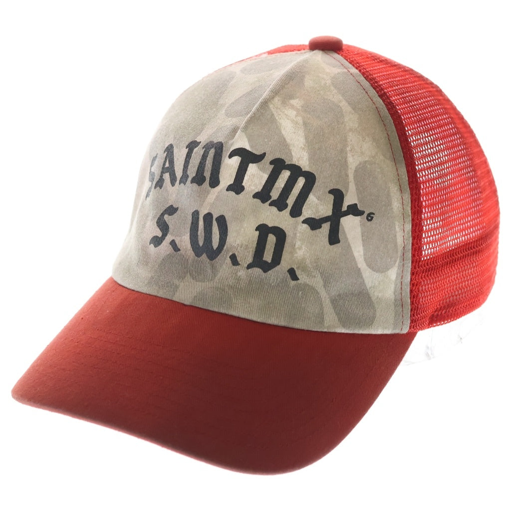 SAINT MICHAEL(セントマイケル) 24SS SAINTMS CAP メッシュキャップ ロゴプリント レッド SM-YS8-0000-C18