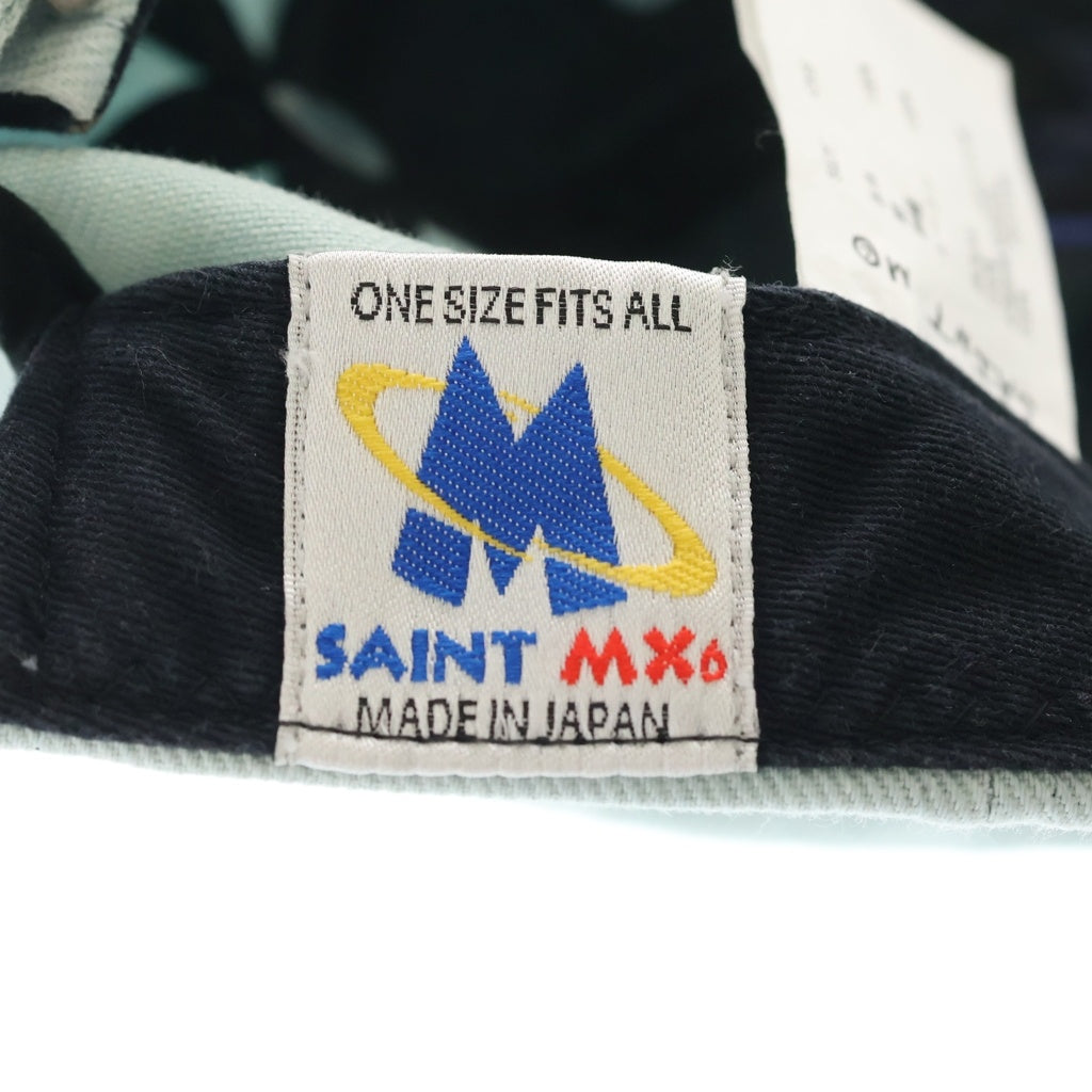SAINT MICHAEL(セントマイケル) 25SS 6PANNEL LACERATING CAP 6パネル キャップ 刺繍デザイン ブルー SM-HR8-0000-078