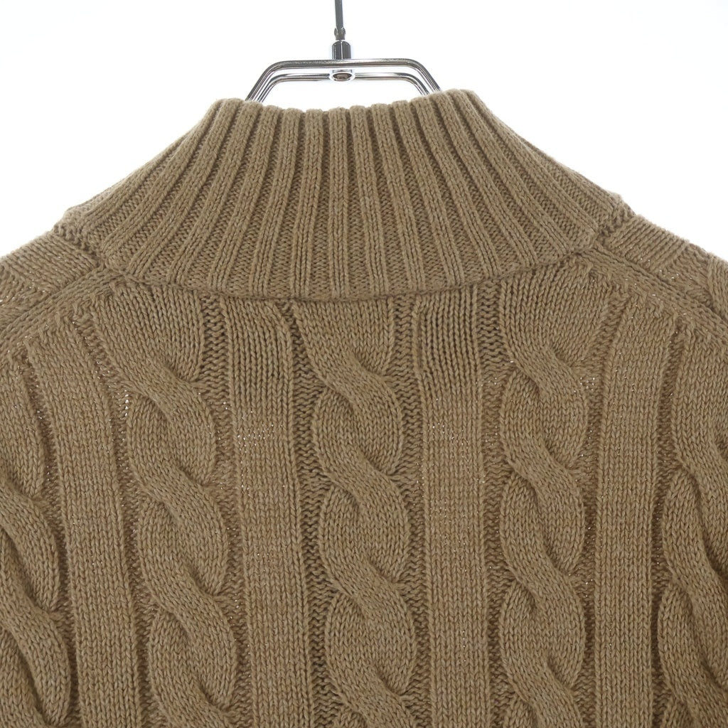 POLO RALPH LAUREN(ポロラルフローレン) コットン 胸刺繍ロゴ ハーフジップ ケーブルニット セーター キャメル