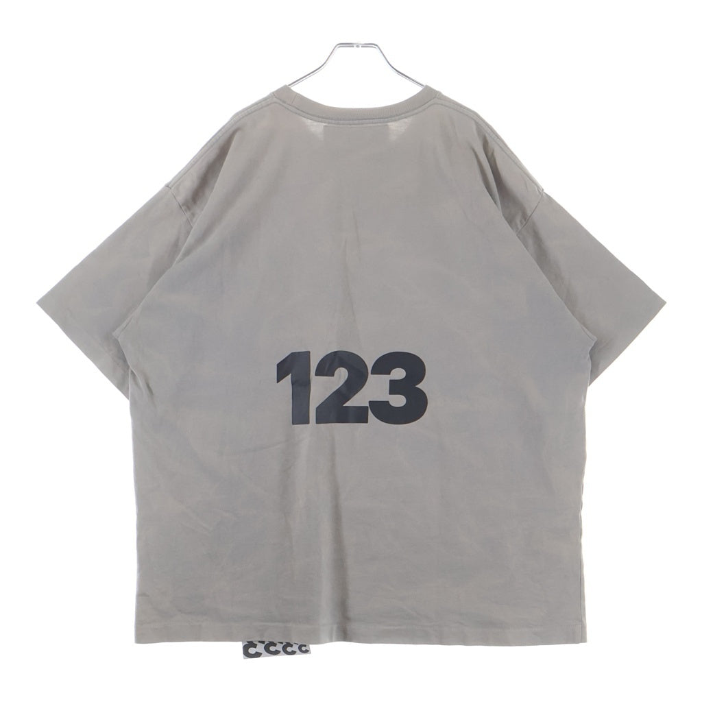 RRR123 RIVINGTON roi Rebis(リヴィントンロイレビス) ロゴプリント 半袖 クルーネック Tシャツ グレー