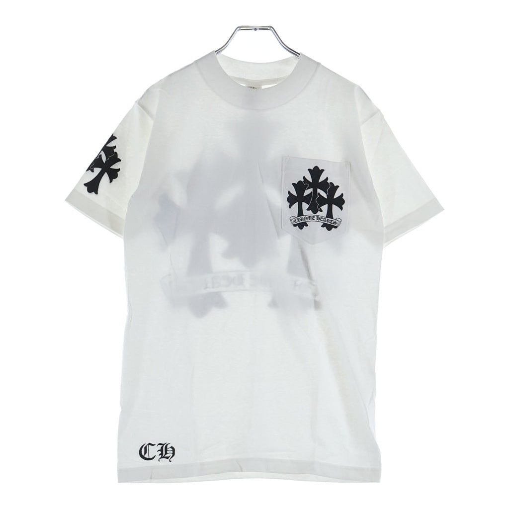CHROME HEARTS(クロムハーツ) CH Plus Pattern Triple Cross S/S Tee CHプラスパターン トリプルクロスプリント クルーネック半袖Tシャツ ショートスリーブカットソー ホワイト