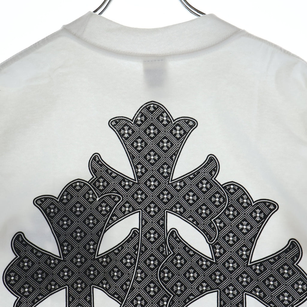 CHROME HEARTS(クロムハーツ) CH Plus Pattern Triple Cross S/S Tee CHプラスパターン トリプルクロスプリント クルーネック半袖Tシャツ ショートスリーブカットソー ホワイト