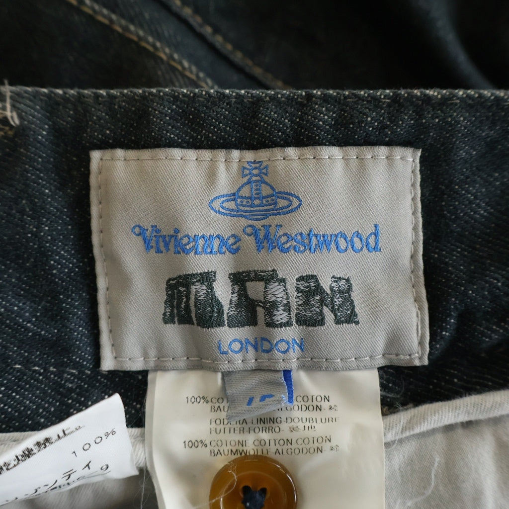 Vivienne Westwood MAN(ヴィヴィアンウエストウッドマン) ジッパーフライ フラップポケット デニムパンツ ストレートジーンズ インディゴ 25 P131