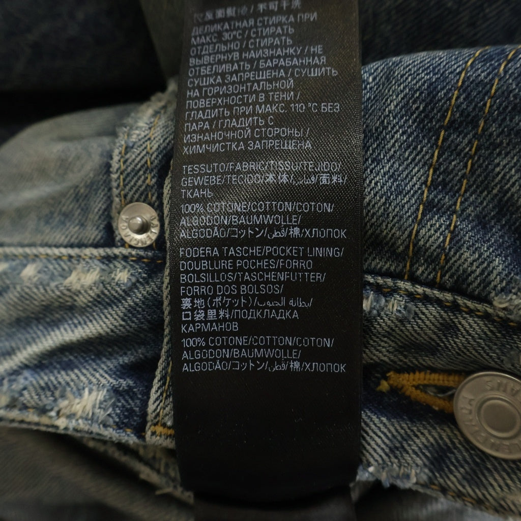 BALENCIAGA(バレンシアガ) ダメージ加工 スカート ドッキング ワイドデニムパンツ インディゴ TF49 750035 TNW01