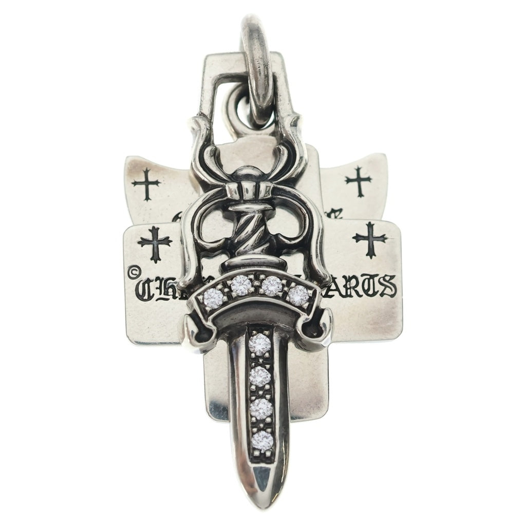 CHROME HEARTS(クロムハーツ) 3TRINKETS P/D スリートリンケッツ PAVEダイヤ ネックレストップ シルバー