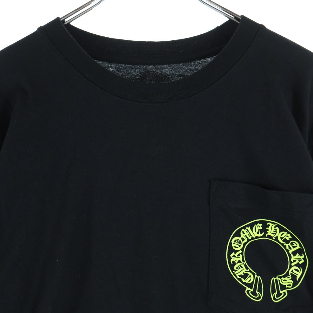 CHROME HEARTS(クロムハーツ) 袖フローラルクロス ホースシュー プリント クルーネック 長袖Tシャツ ブラック/ライトグリーン