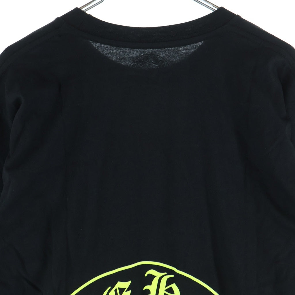 CHROME HEARTS(クロムハーツ) 袖フローラルクロス ホースシュー プリント クルーネック 長袖Tシャツ ブラック/ライトグリーン