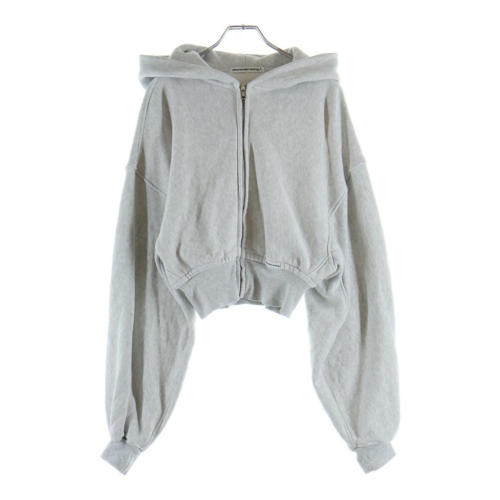 ALEXANDER WANG(アレキサンダーワン) クロップド丈 ジップアップパーカー グレー レディース 4CC1242077