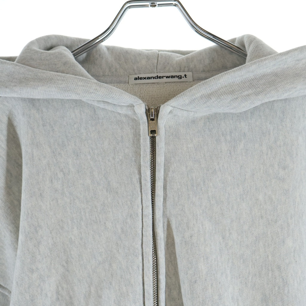 ALEXANDER WANG(アレキサンダーワン) クロップド丈 ジップアップパーカー グレー レディース 4CC1242077