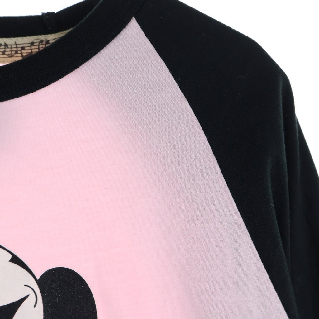 SUPREME(シュプリーム) 25AW × Number Nine ミッキーフロントラメプリント クルーネック 長袖Tシャツ ピンク/ブラック