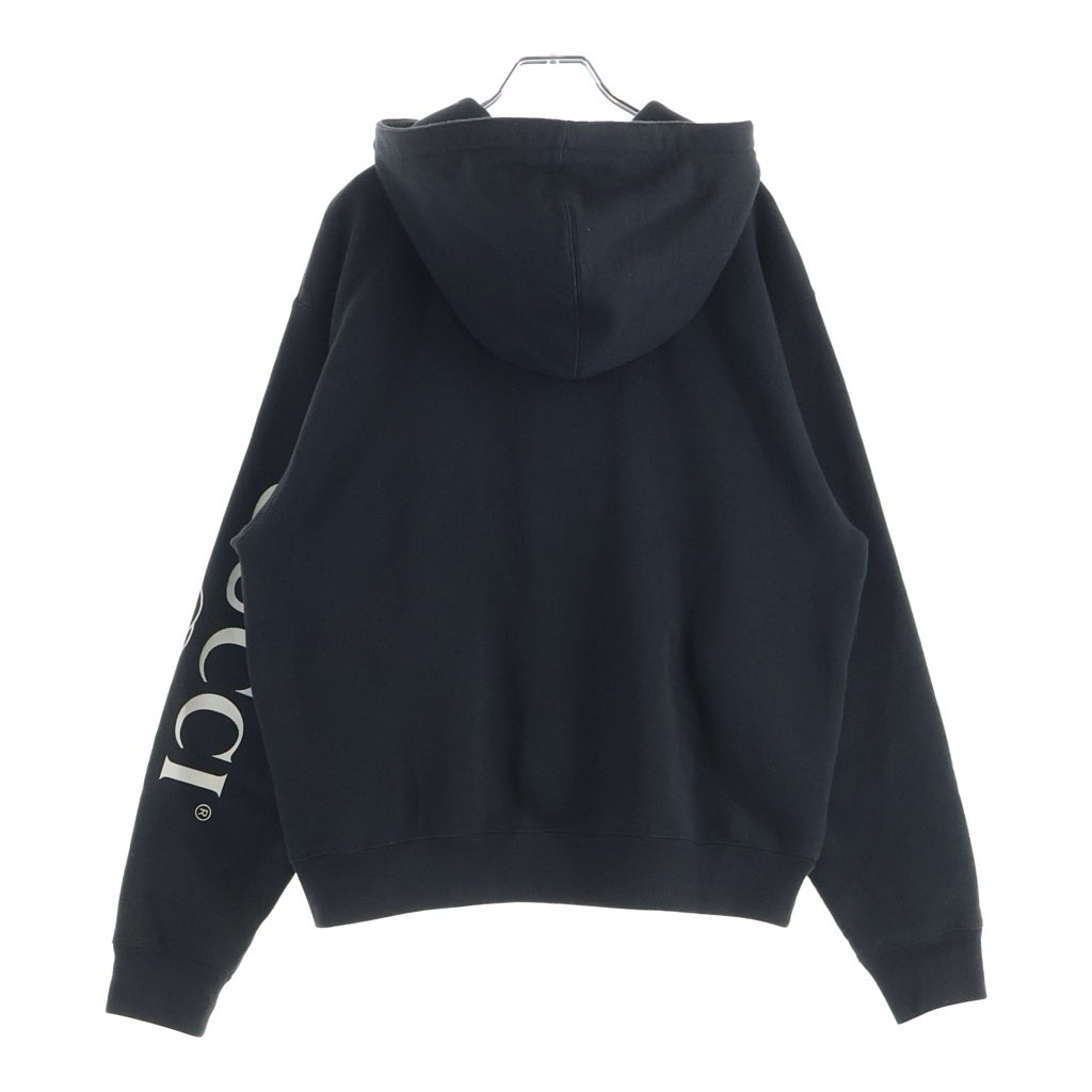 GUCCI(グッチ) ロゴプリント ハーフジップ プルオーバー スウェットパーカー ブラック 627079 XJCOH 2101
