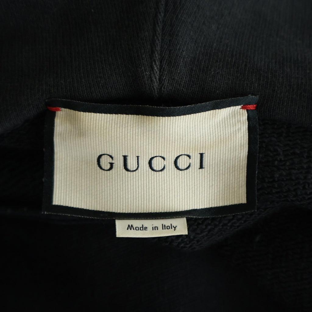 GUCCI(グッチ) ロゴプリント ハーフジップ プルオーバー スウェットパーカー ブラック 627079 XJCOH 2101