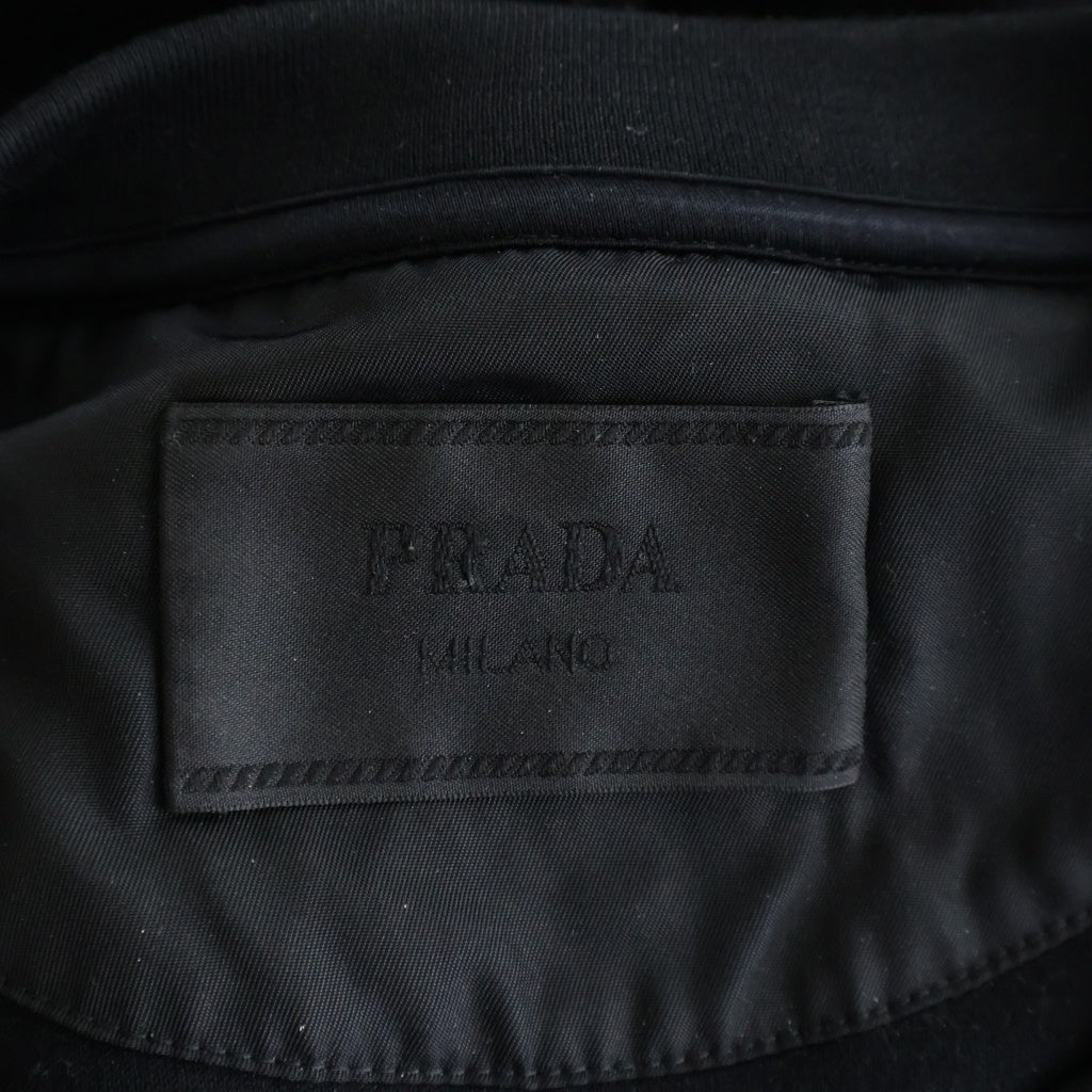 PRADA(プラダ) 22AW RE-NYLON トライアングルロゴ スウェットクルーネックカットソー ブラック UJL30A S222 110Q