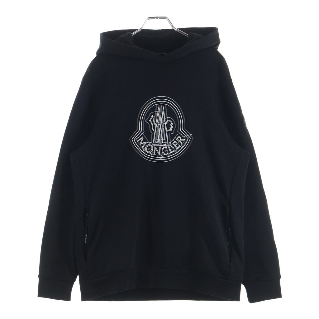 MONCLER(モンクレール) 24SS フロントロゴプリント コットン プルオーバーパーカー ブラック J10918G00038 809KR