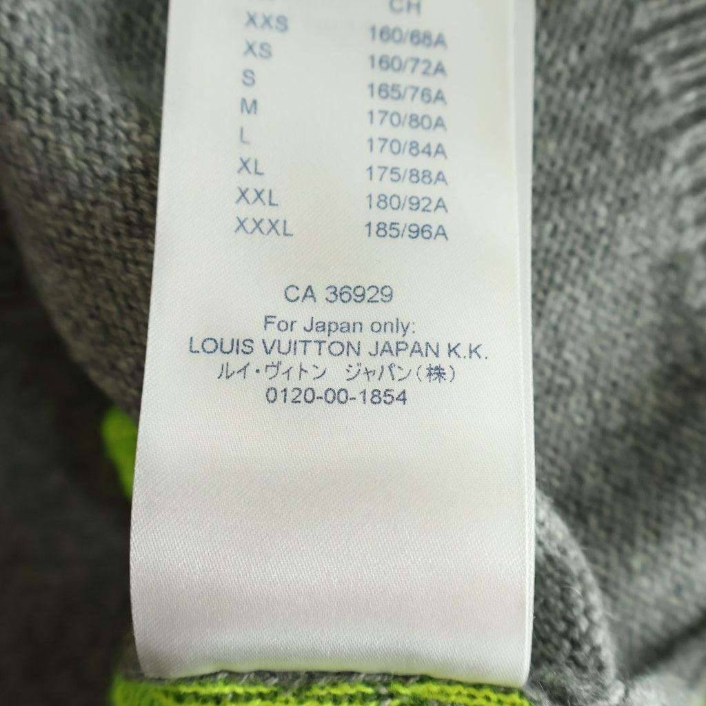 LOUIS VUITTON(ルイヴィトン) 18AW モノグラムジャガード クルーネックニット カシミヤセーター グレー/イエロー RM182M GVG HFN14W