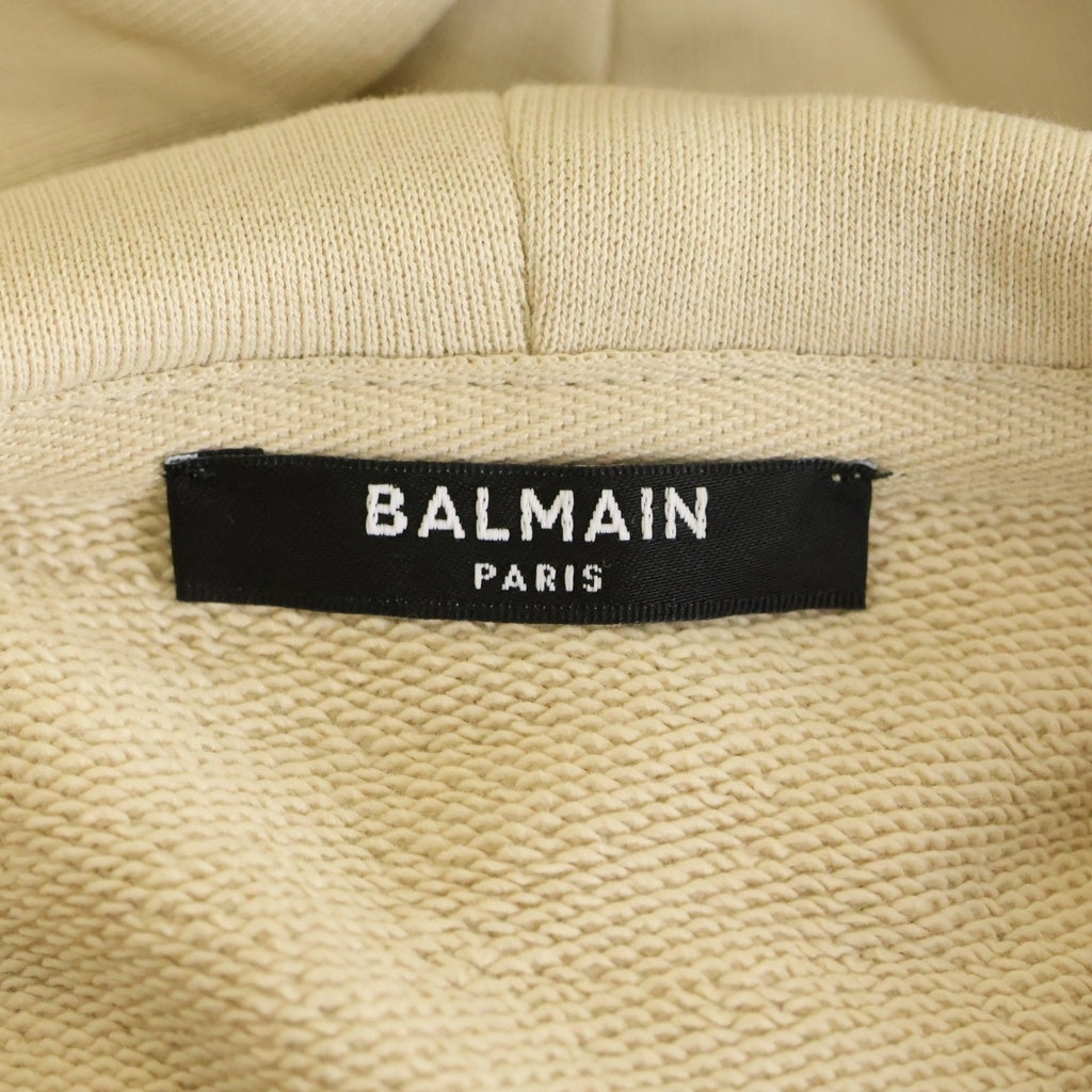 BALMAIN(バルマン) サイドジップ バックロゴプリント ジップアップパーカー ベージュ JR010B115