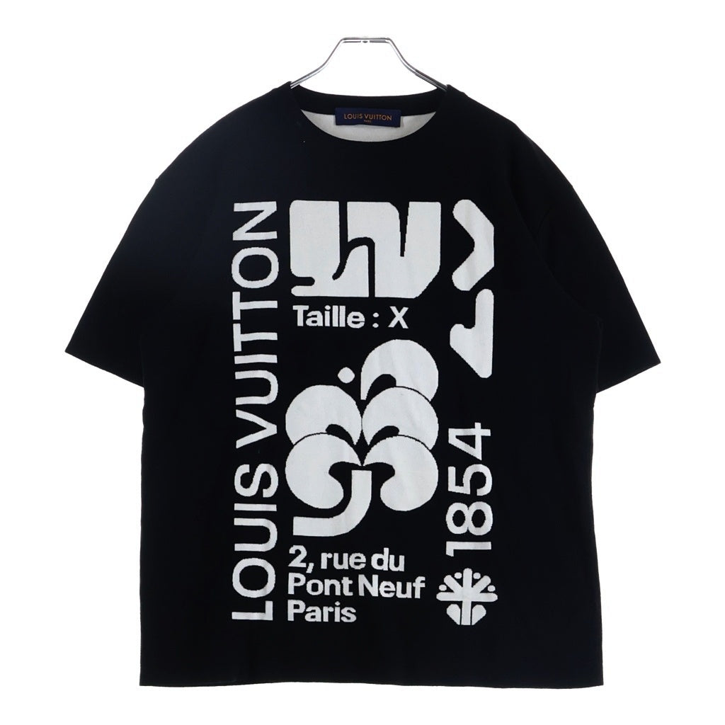 LOUIS VUITTON(ルイヴィトン) 20SS グラフィックロゴ 半袖ニットTシャツ クルーネックカットソー ブラック/ホワイト RM201 TZB HIN96W