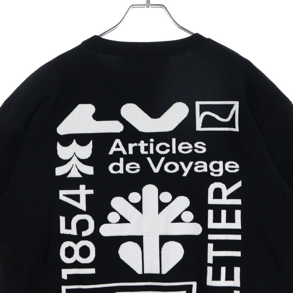 LOUIS VUITTON(ルイヴィトン) 20SS グラフィックロゴ 半袖ニットTシャツ クルーネックカットソー ブラック/ホワイト RM201 TZB HIN96W