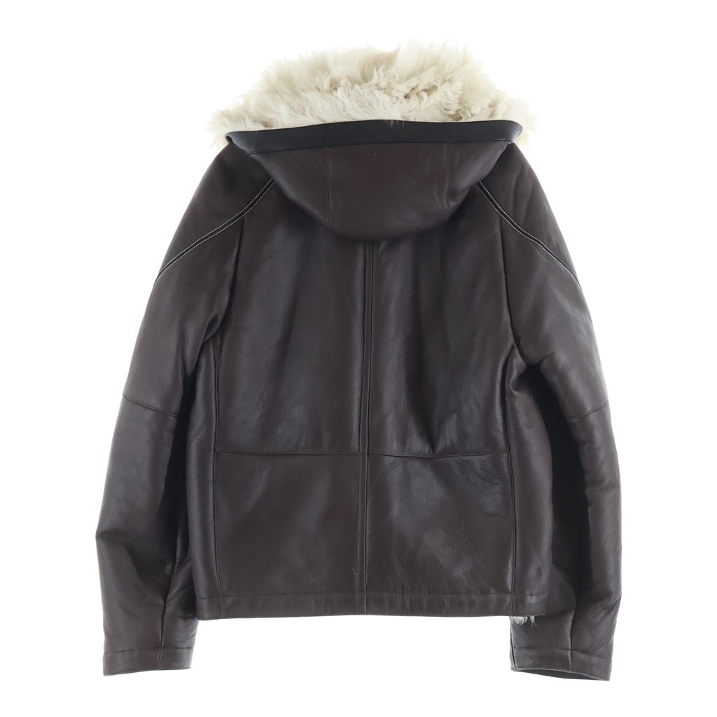 HERMES(エルメス) 22AW シープスキン 裏地ファー カーフスキンジャケット ブラウン
