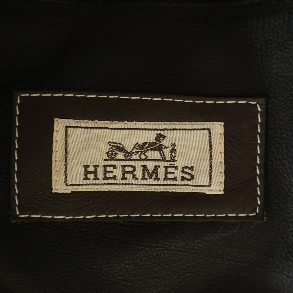 HERMES(エルメス) 22AW シープスキン 裏地ファー カーフスキンジャケット ブラウン