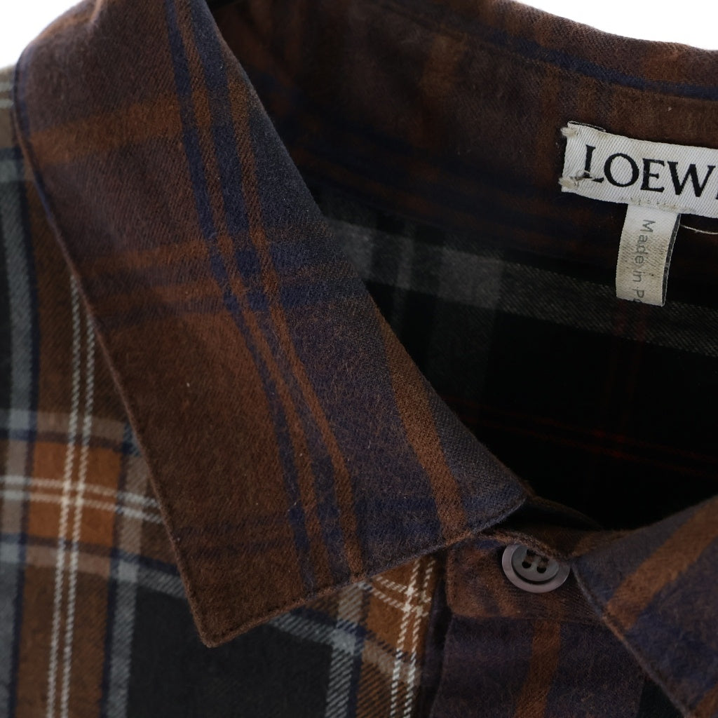 LOEWE(ロエベ) アナグラムロゴ レザーポケット オーバーサイズ パッチワーク 長袖シャツ マルチカラー H526337XA2