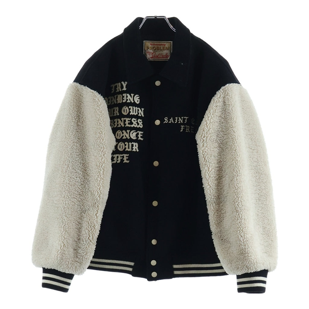 SAINT MICHAEL(セントマイケル) CP_VARSITY JAT スマイル刺繍スタジアムジャケット ブラック SM-YS1-0000-C08