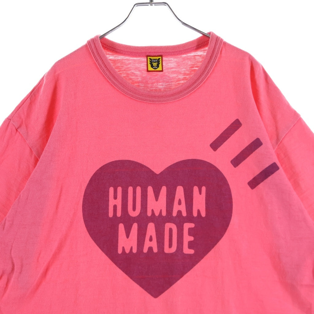 HUMAN MADE(ヒューマンメイド) ハートロゴ フロントプリント 半袖 クルーネック Tシャツ カットソー ピンク