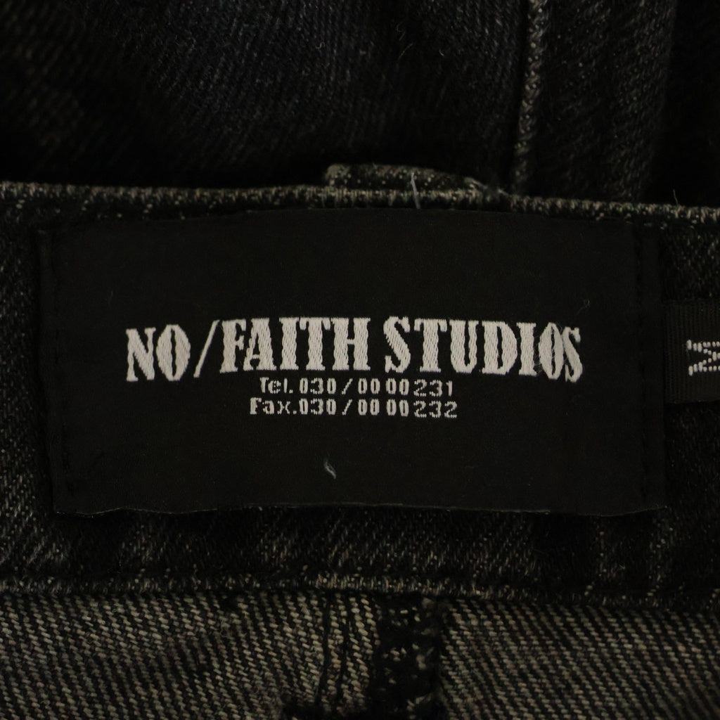 NO/FAITH STUDIOS(ノーフェイスストゥディオス) パッチワーク ワイド フレア デニムパンツ ジーンズ ブラック