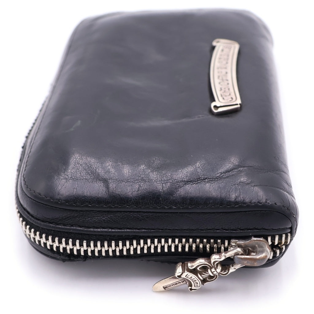 CHROME HEARTS(クロムハーツ) REC F ZIP MINI ミニラウンドジップレザー財布 ブラック