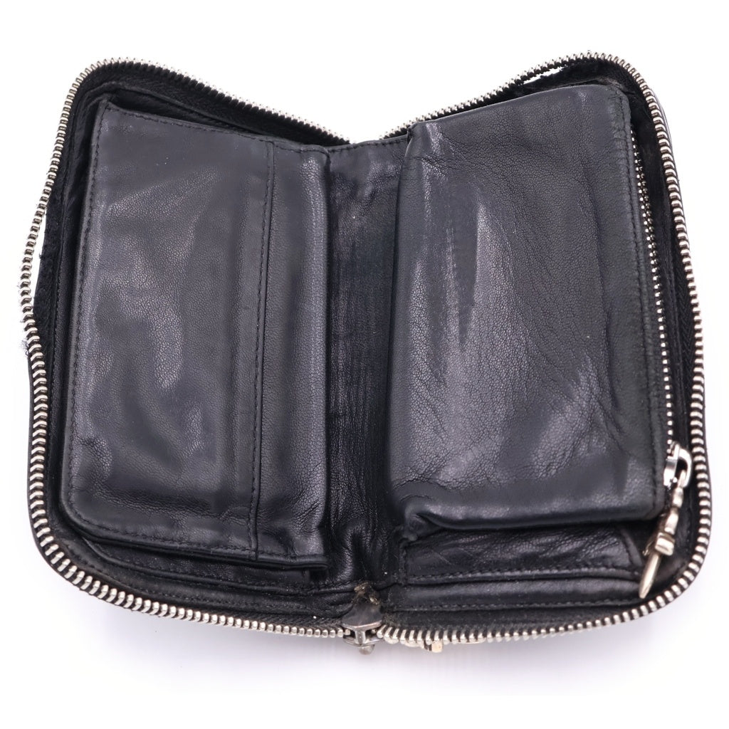 CHROME HEARTS(クロムハーツ) REC F ZIP MINI ミニラウンドジップレザー財布 ブラック