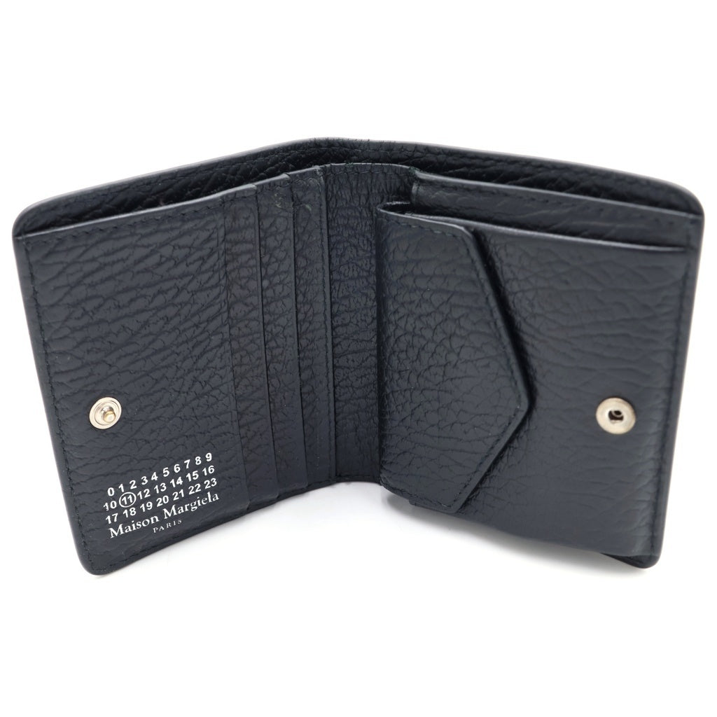 Maison Margiela(メゾンマルジェラ) Compact Bi Fold Wallet コンパクト フォールド ウォレット レザー二つ折り財布 ブラック S56UI0140 S56UI0140 箱