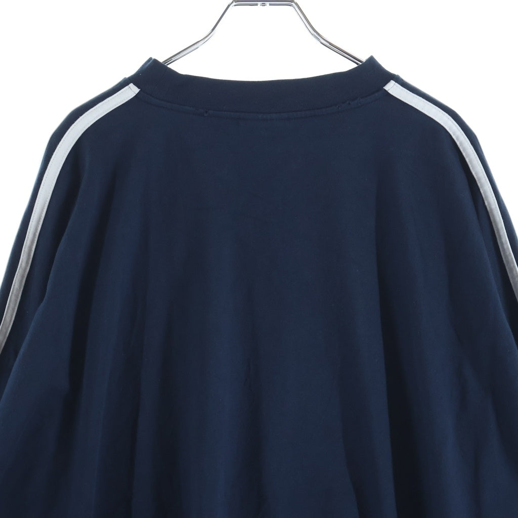 BALENCIAGA(バレンシアガ) 22AW ×adidas ロゴ刺繍 サイドライン 長袖 クルーネック カットソー ネイビー