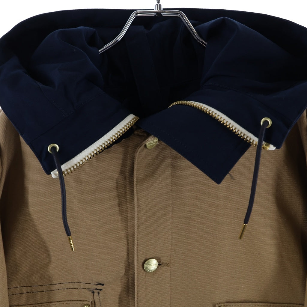 Sacai(サカイ) 24SS ×Carhartt WIP Reversible Coat ダック地 リバーシブル フーデッドジャケット ベージュ 24-03390M