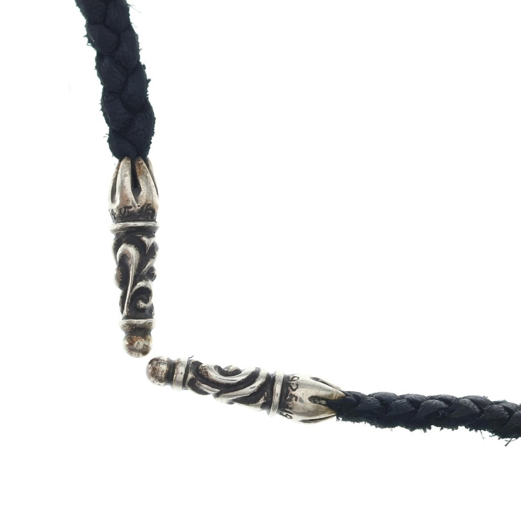 CHROME HEARTS(クロムハーツ) LEATHER BRAID スクロールレザーブレード シルバーネックレス ‐