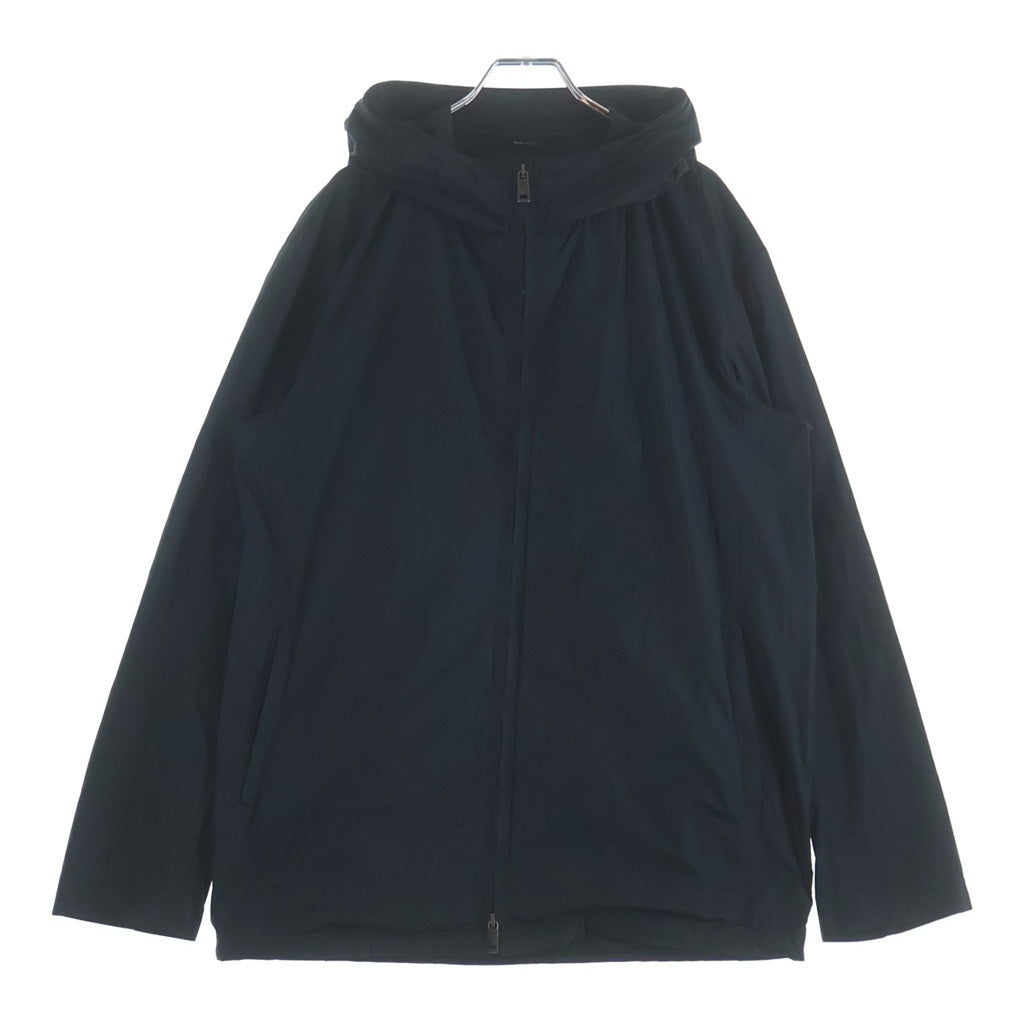 JIL SANDER(ジルサンダー) Nylon Zipup Fooded ナイロン ジップアップ フーディー ブラック JSMK410746