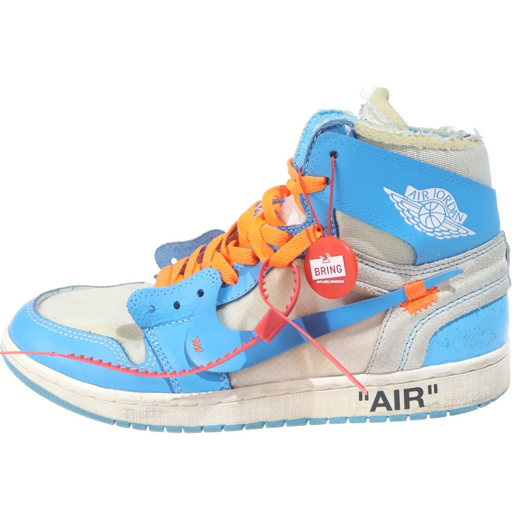 NIKE(ナイキ) ×OFF-WHITE AIR JORDAN 1 POWDER BLUE UNC オフホワイト エアジョーダン1 パウダーブルー ハイカットスニーカー ホワイト/ブルー AQ0818-148 US9/27cm