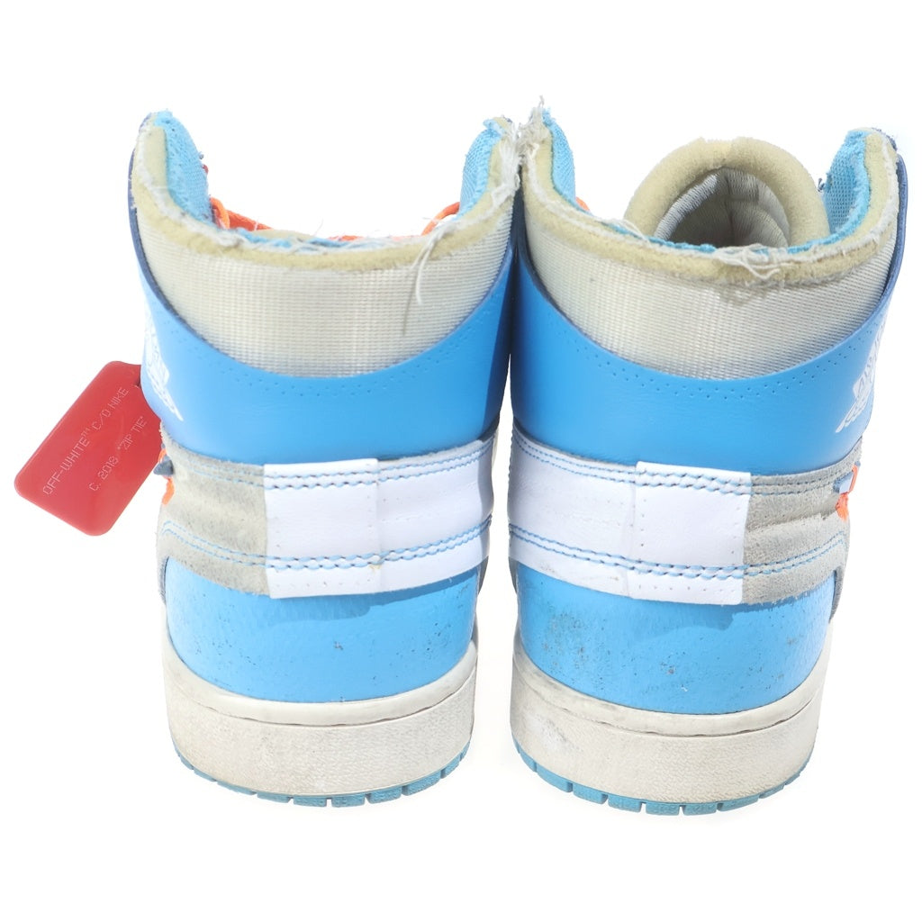 NIKE(ナイキ) ×OFF-WHITE AIR JORDAN 1 POWDER BLUE UNC オフホワイト エアジョーダン1 パウダーブルー ハイカットスニーカー ホワイト/ブルー AQ0818-148 US9/27cm