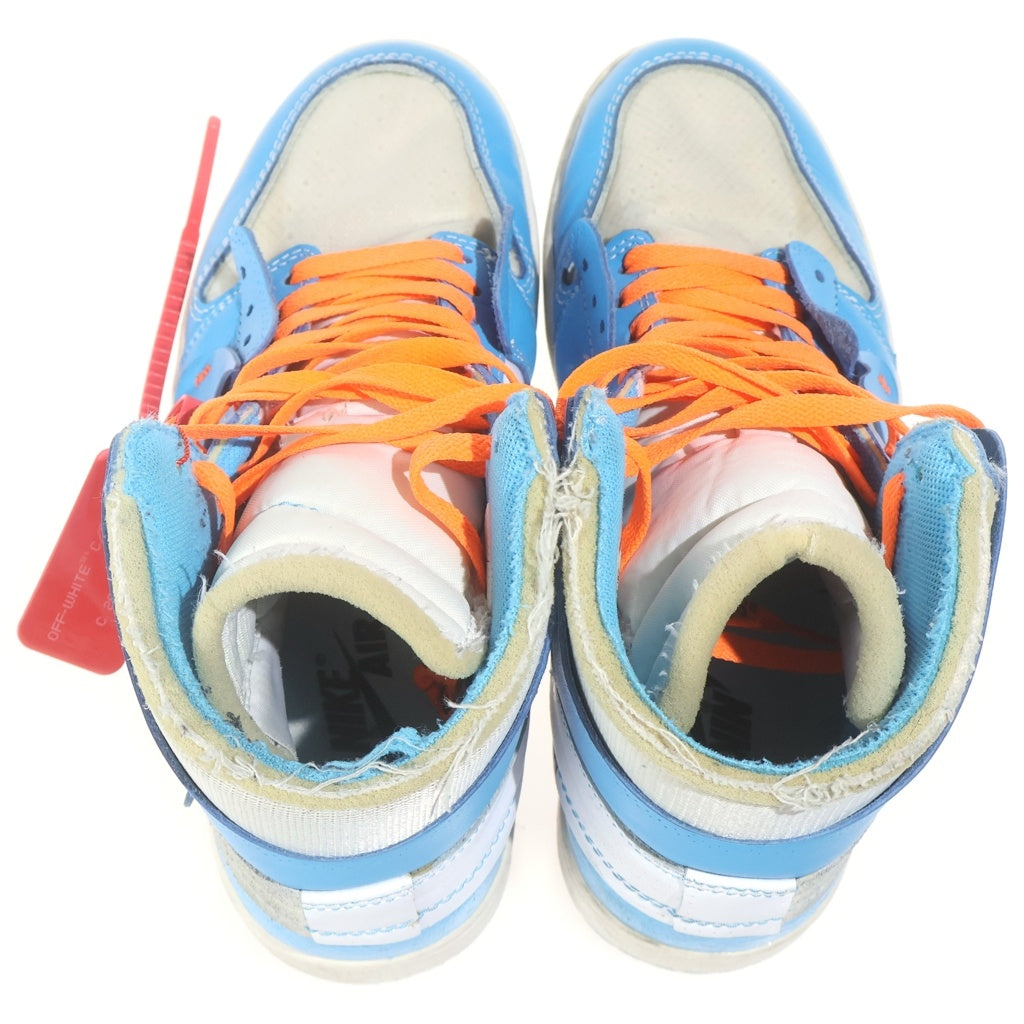NIKE(ナイキ) ×OFF-WHITE AIR JORDAN 1 POWDER BLUE UNC オフホワイト エアジョーダン1 パウダーブルー ハイカットスニーカー ホワイト/ブルー AQ0818-148 US9/27cm