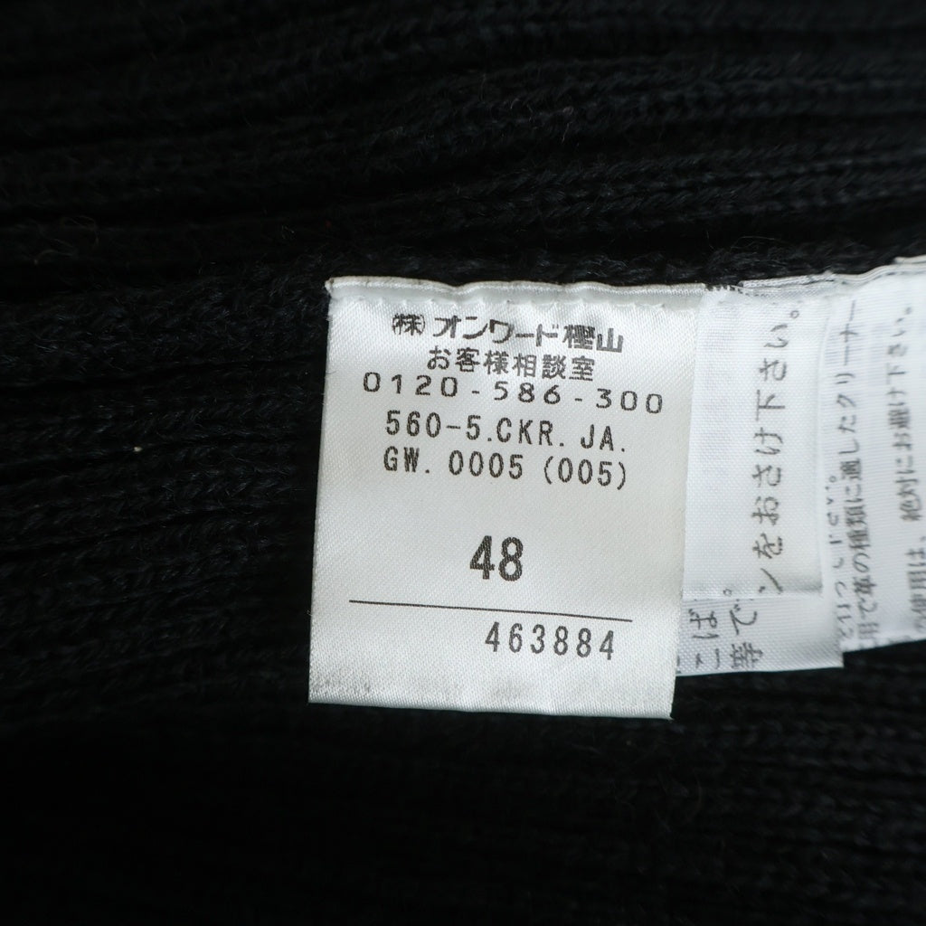Jean Paul GAULTIER(ジャンポールゴルチエ) レザー切り替え ジップアップ ウール カーディガン 長袖 ブラック
