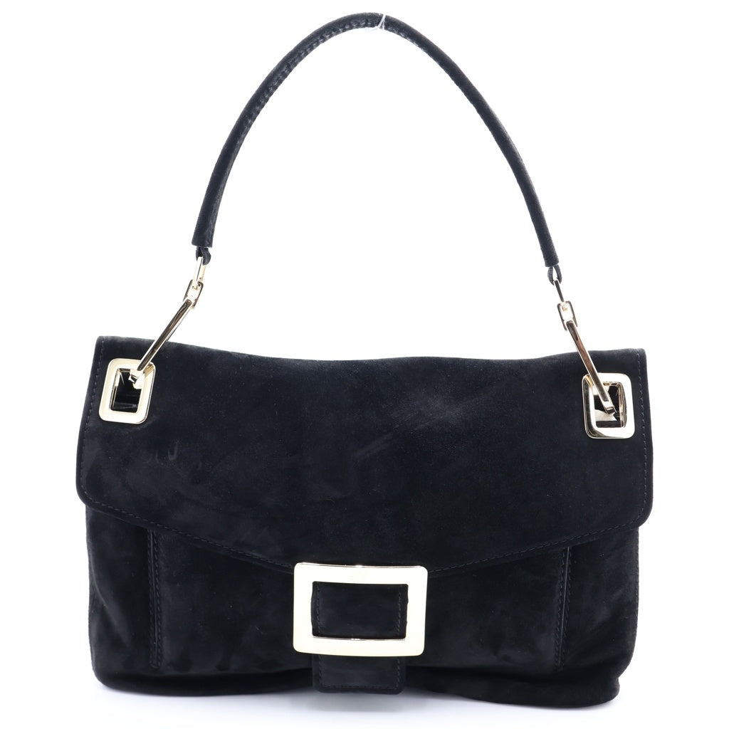 Roger Vivier(ロジェヴィヴィエ) スエード スクエア ハンドバッグ ブラック レディース