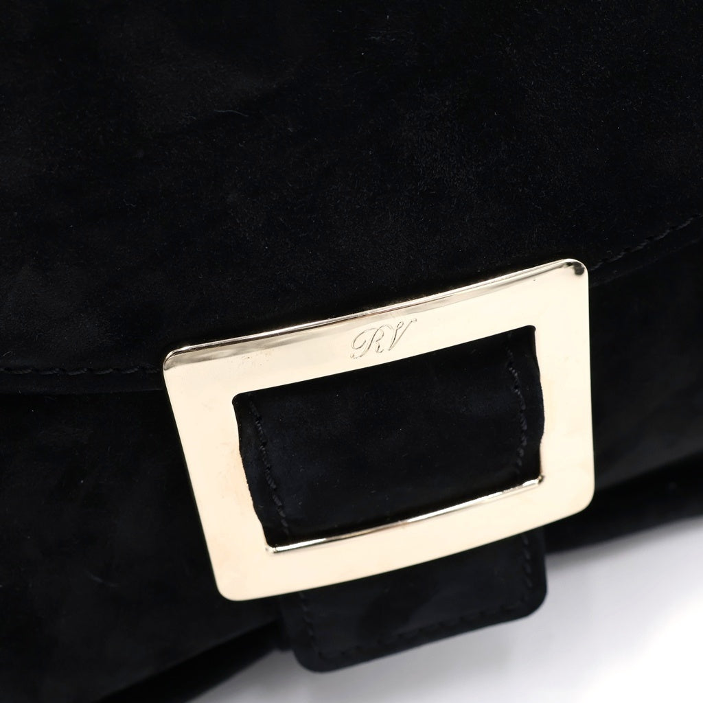 Roger Vivier(ロジェヴィヴィエ) スエード スクエア ハンドバッグ ブラック レディース