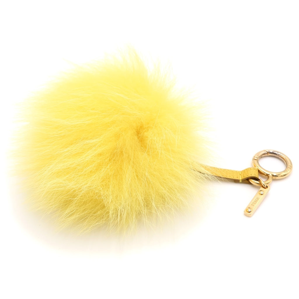 FENDI(フェンディ) ファー ポンポン バッグチャーム キーホルダー イエロー レディース