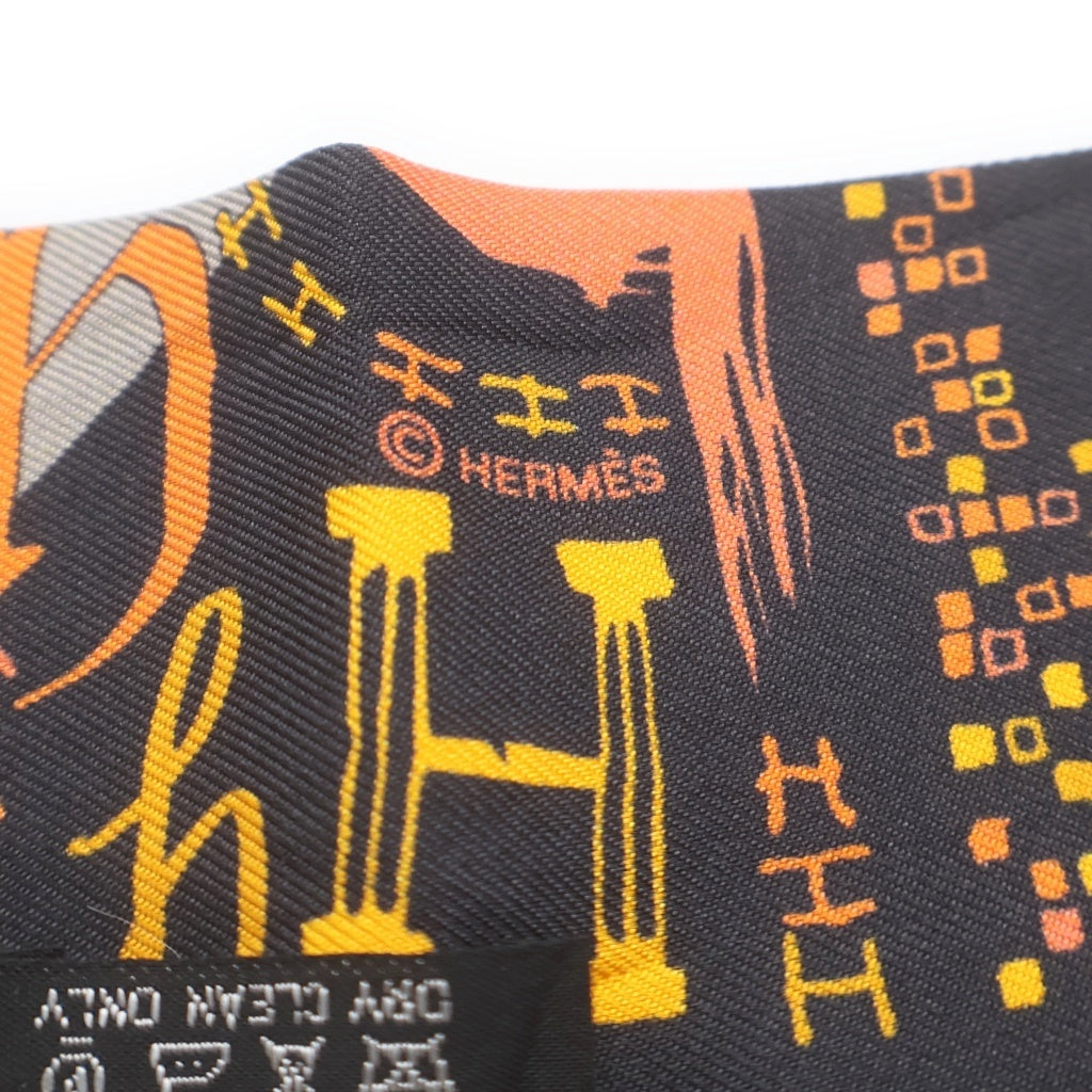 HERMES(エルメス) シルク ツイリー スカーフ ブラック/イエロー レディース
