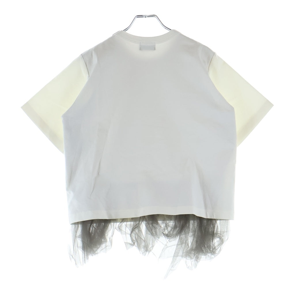 kolor(カラー) 21SS チュールフリル ストレッチ クルーネック 半袖Tシャツ ホワイト 21SCL-T08202