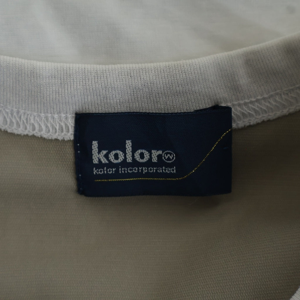 kolor(カラー) 21SS チュールフリル ストレッチ クルーネック 半袖Tシャツ ホワイト 21SCL-T08202
