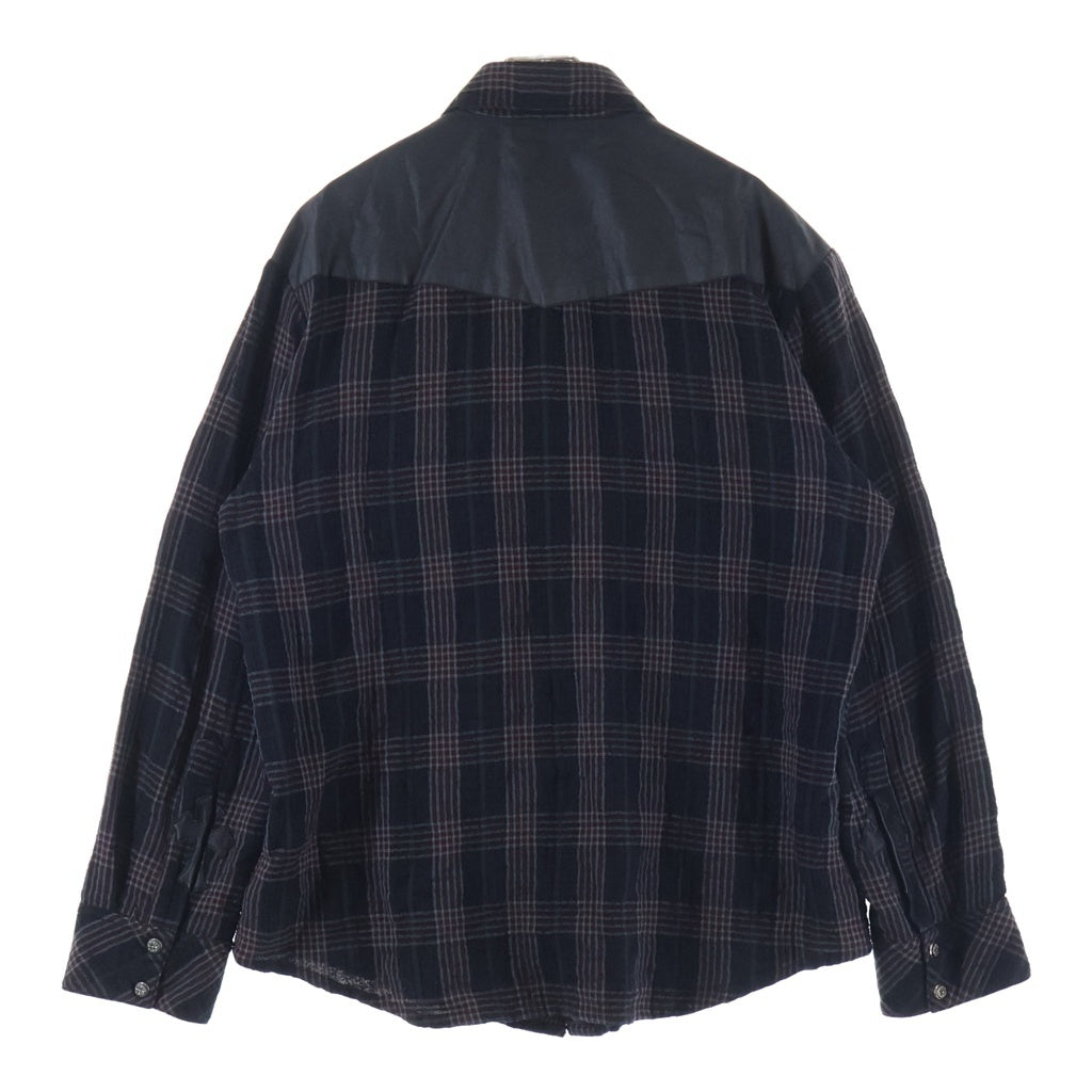 CHROME HEARTS(クロムハーツ) WESTN ウエスタン フローラルクロスボタン 切替 ガーゼチェック長袖シャツ ブラック/レッド