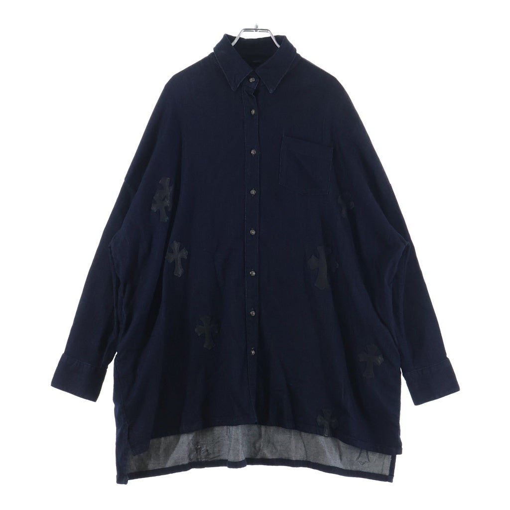 CHROME HEARTS(クロムハーツ) Y NOT MAHAL KITA ワイノット マハルキタ セメタリークロスパッチ クロスボタン オーバーサイズ デニム 長袖シャツ インディゴ