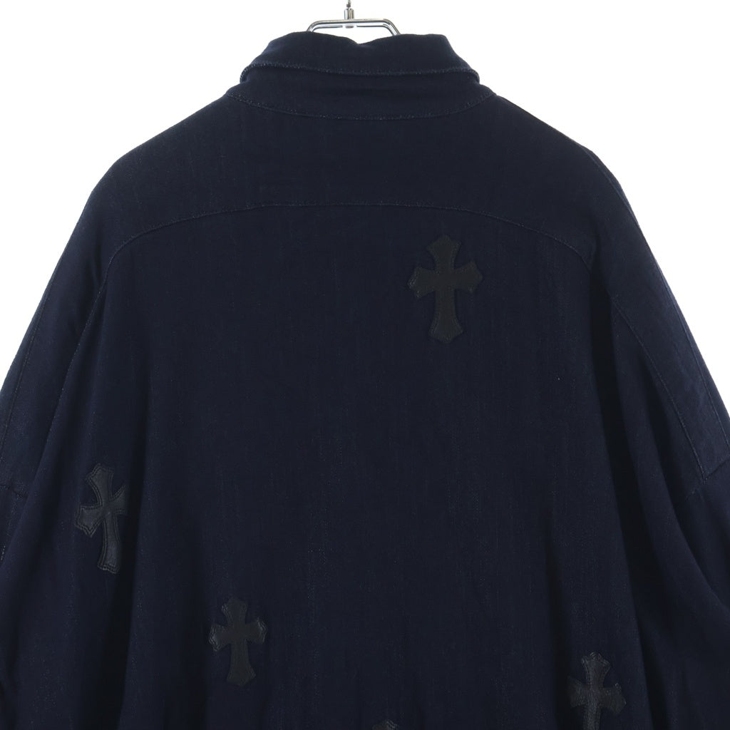 CHROME HEARTS(クロムハーツ) Y NOT MAHAL KITA ワイノット マハルキタ セメタリークロスパッチ クロスボタン オーバーサイズ デニム 長袖シャツ インディゴ
